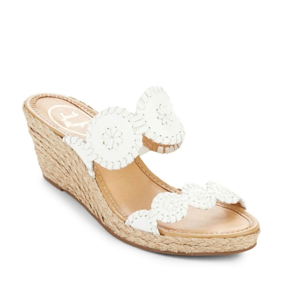 Jack Rogers White Shelby Wedges Gently Used